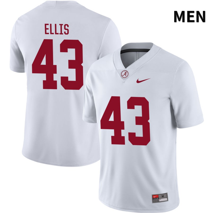 Alabama Crimson Tide Men's Robert Ellis #43 NIL White 2022 NCAA Authentic Stitched College Football Jersey SN16S06HQ